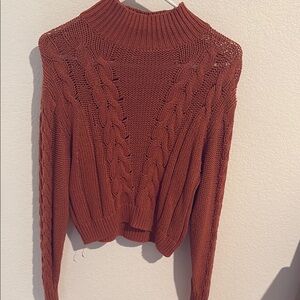 Aeropostale Brown Cowl Neck Cable Knit Sweater